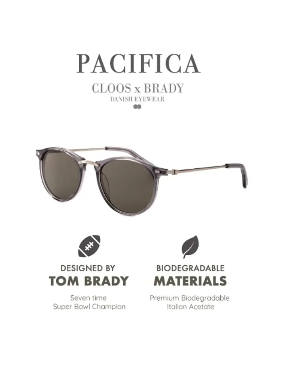 Christopher Cloos x Brady Pacifica Polarized Sunglasses Grey Tonic